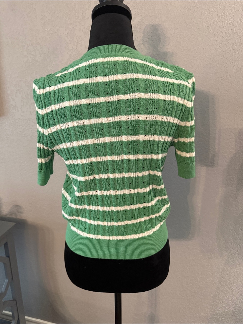 Green & White Striped Knit Short-Sleeve Top - Picture 2 of 3